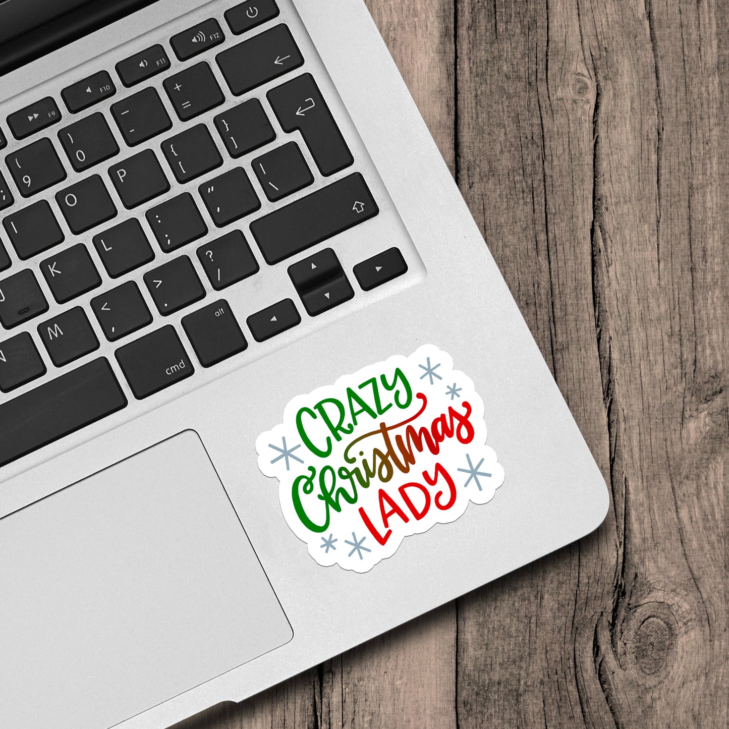 Crazy Christmas Lady Vinyl Sticker