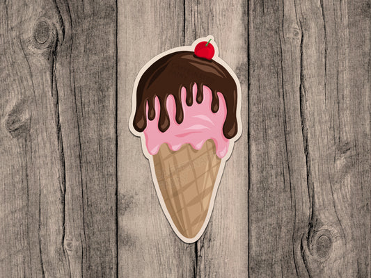 Ice Cream Cone Sundae Vinyl Sticker