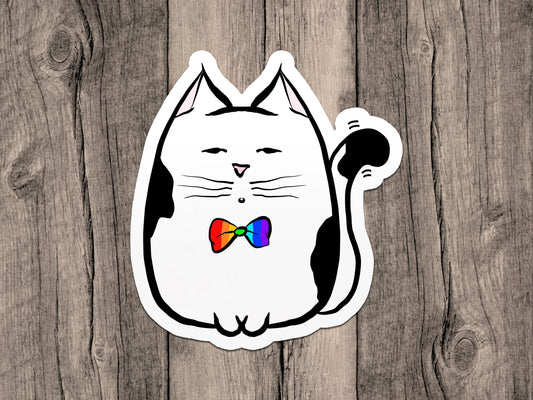 Pride Bowtie Cat Vinyl Sticker