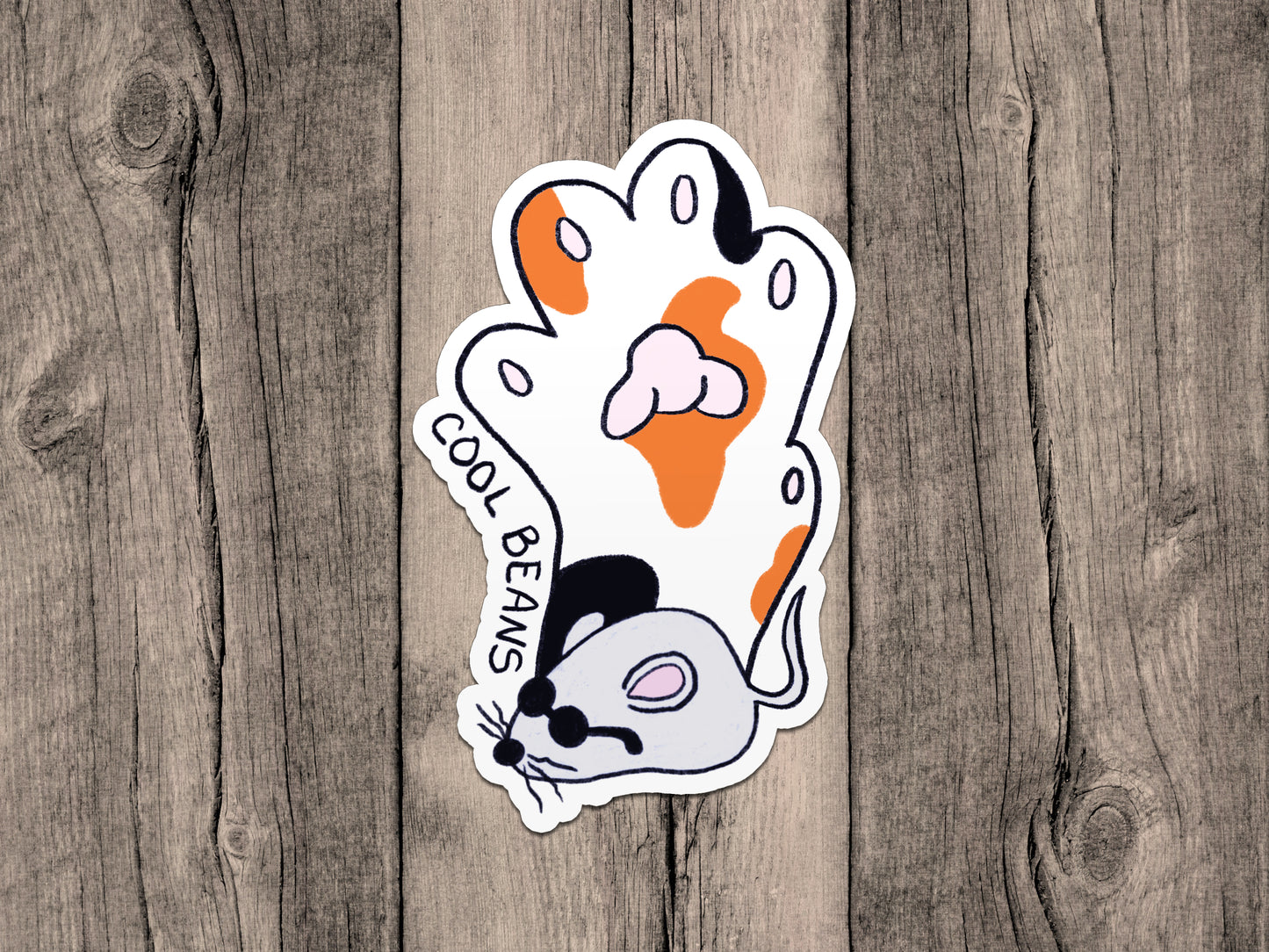 Cool Beans Calico Cat Paw Vinyl Sticker