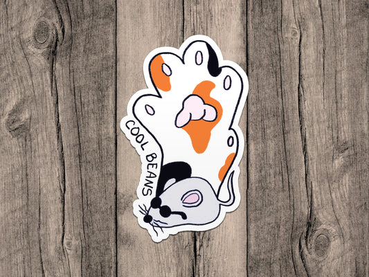 Cool Beans Calico Cat Paw Vinyl Sticker