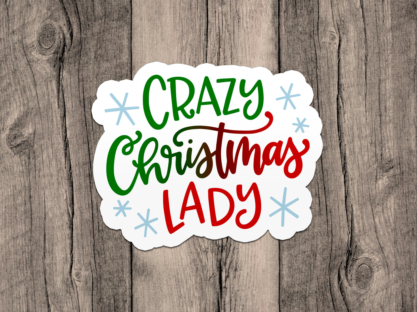 Crazy Christmas Lady Vinyl Sticker