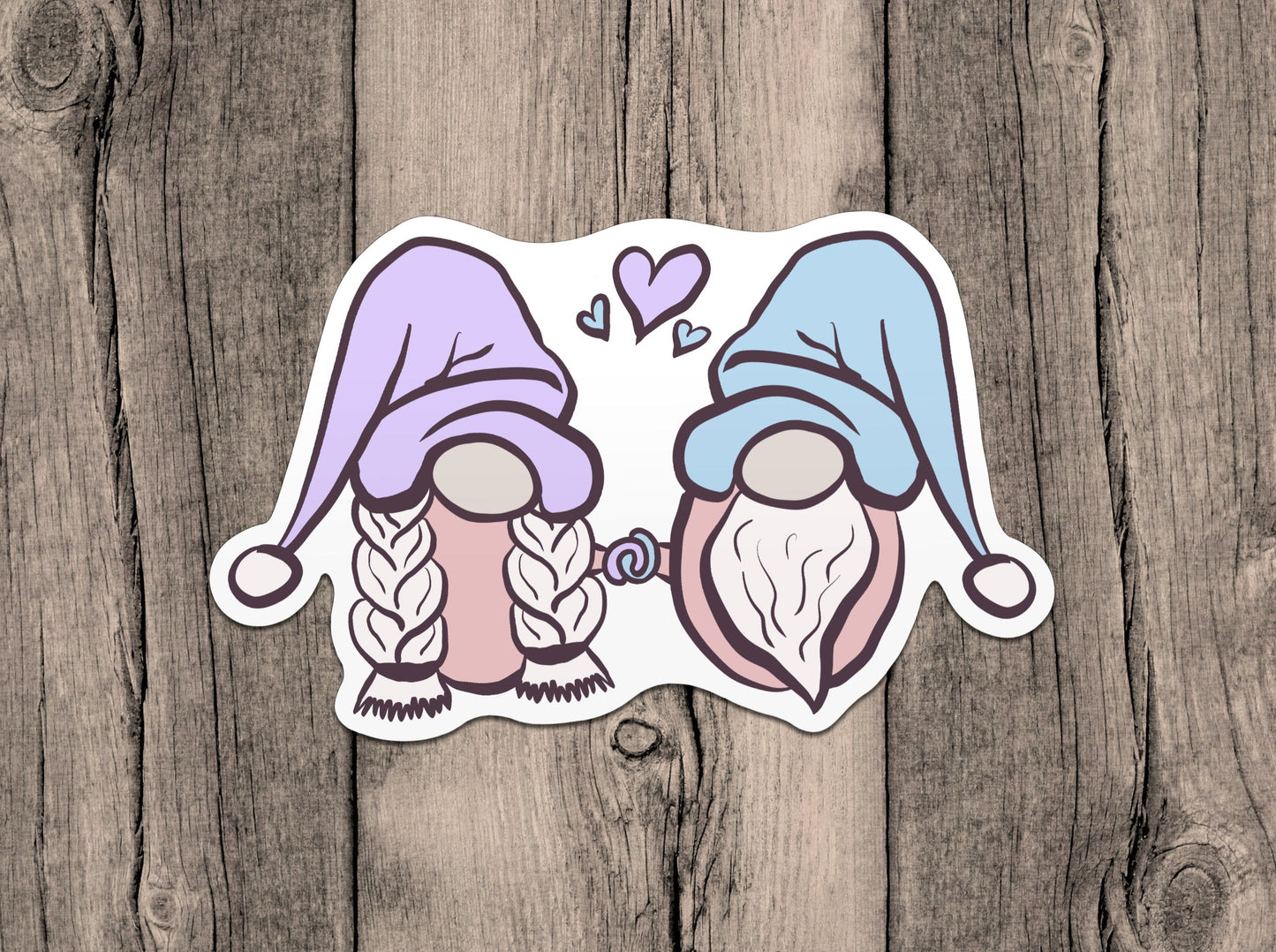 Gnome Couple in Love Vinyl Sticker