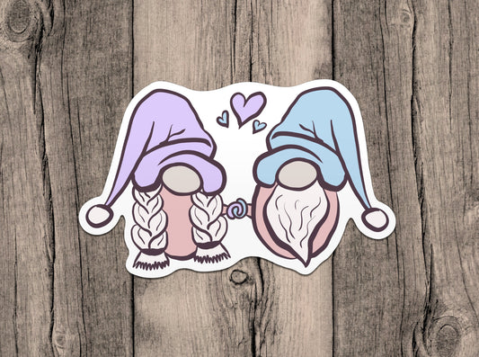Gnome Couple in Love Vinyl Sticker