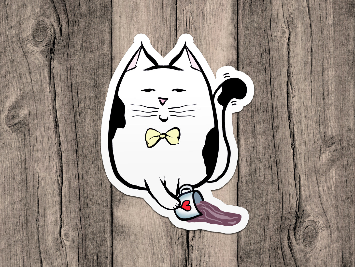 Spill Coffee Cat Vinyl Sticker