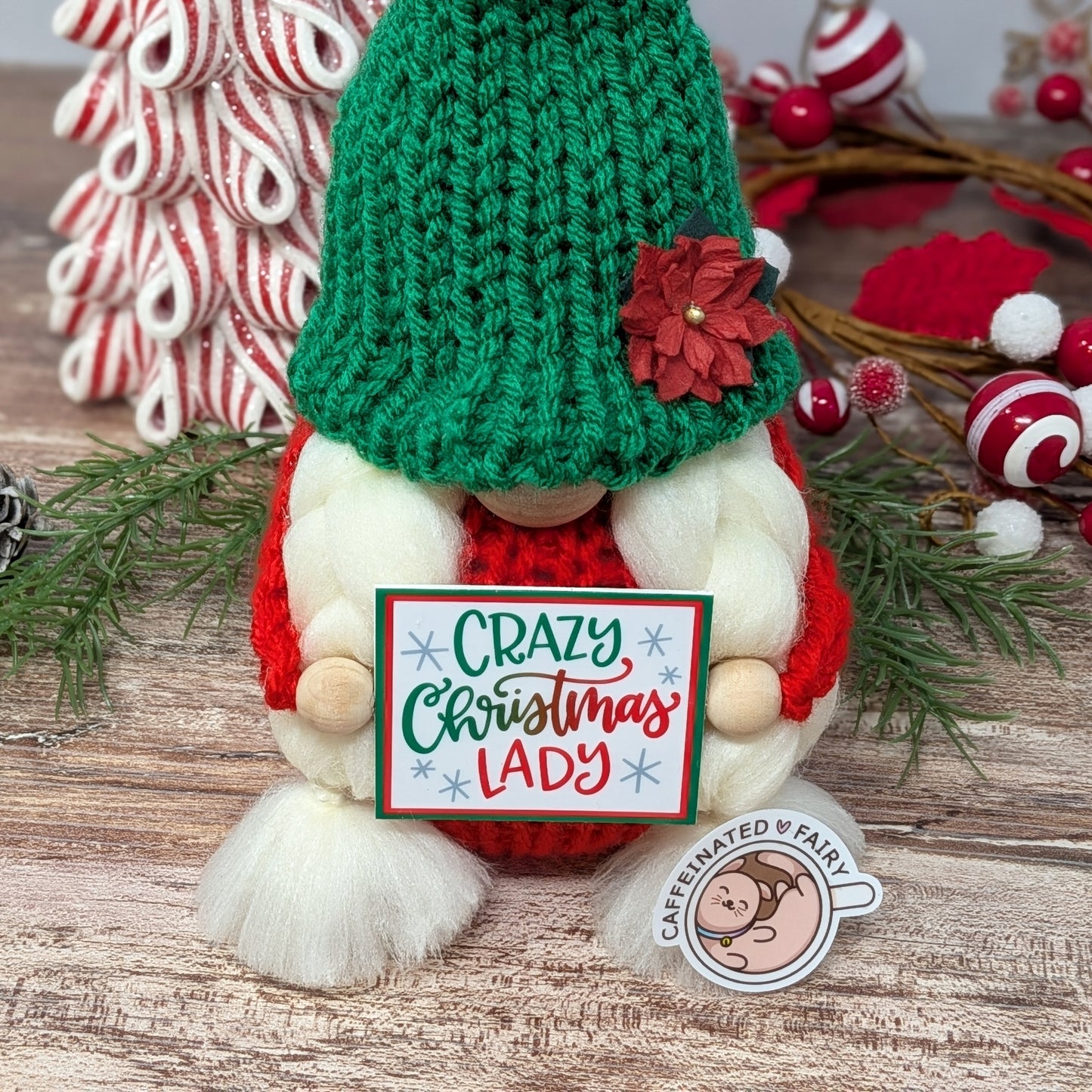 Crazy Christmas Lady Gnome: Tiered Tray Decor