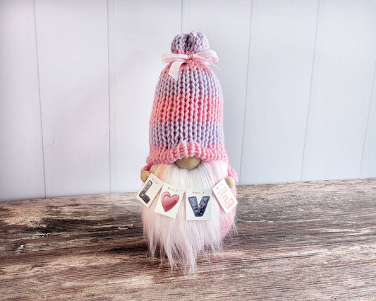 Pink Love Gnome: Valentine's Day Tiered Tray Decor