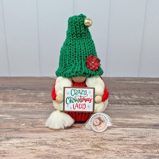 Crazy Christmas Lady Gnome: Tiered Tray Decor