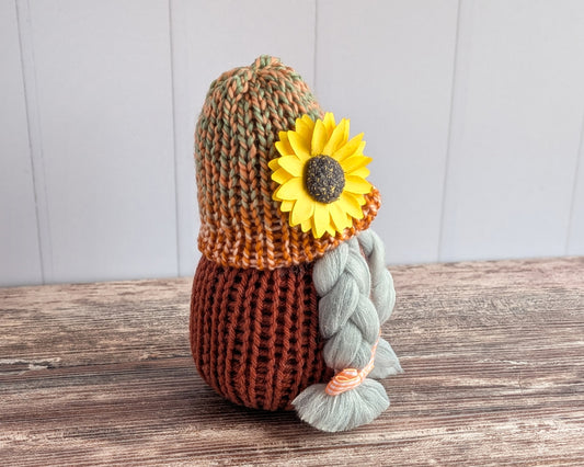Sunflower Farmhouse Fall Gnome: Rustic Tiered Tray Decor